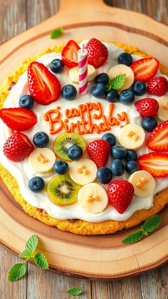 Delightful Birthday Cake Fruit Pizza with Cream Cheese Frosting