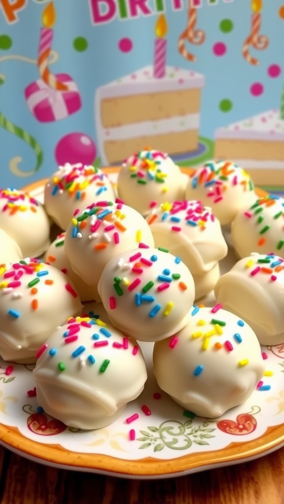 Delightful Birthday Cake Truffles with White Chocolate Coating