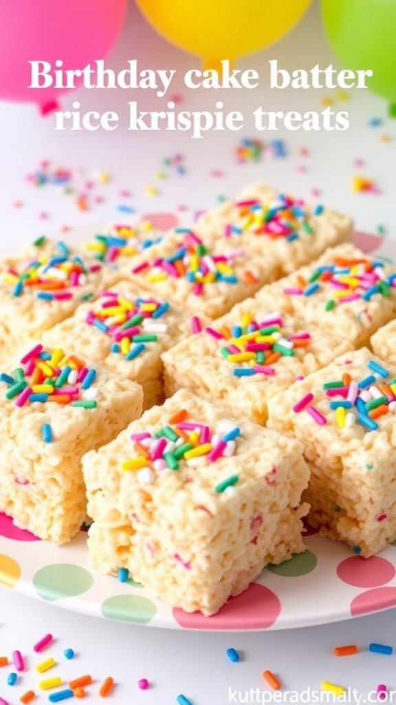 Festive Birthday Cake Batter Rice Krispie Treats