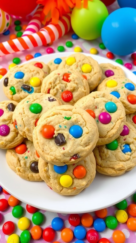 Chewy Birthday Cake Batter Cookies with M&Ms