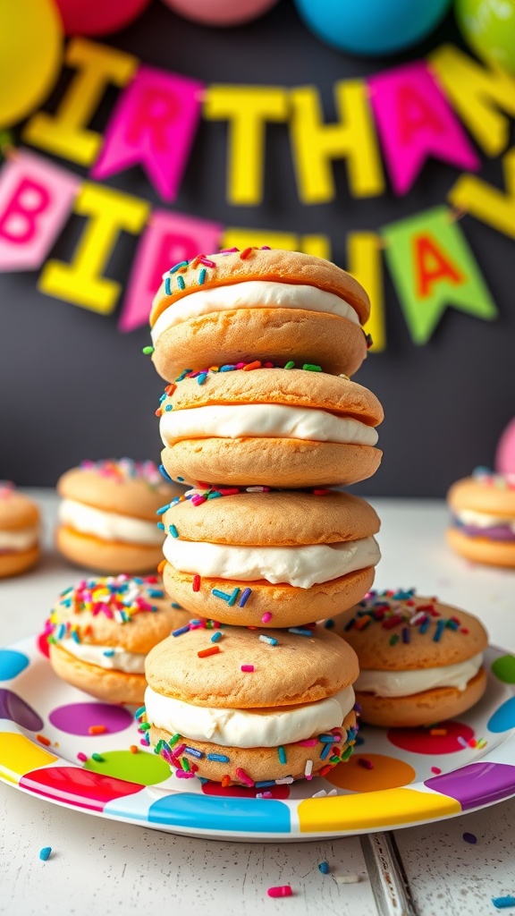 Delicious Birthday Cake Whoopie Pies with Creamy Filling