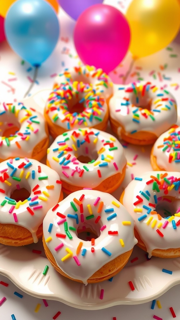 Festive Birthday Cake Donuts with Sprinkles