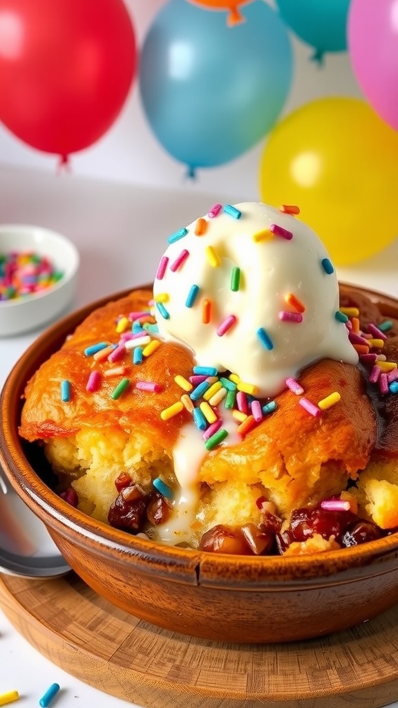 Decadent Birthday Cake Croissant Bread Pudding