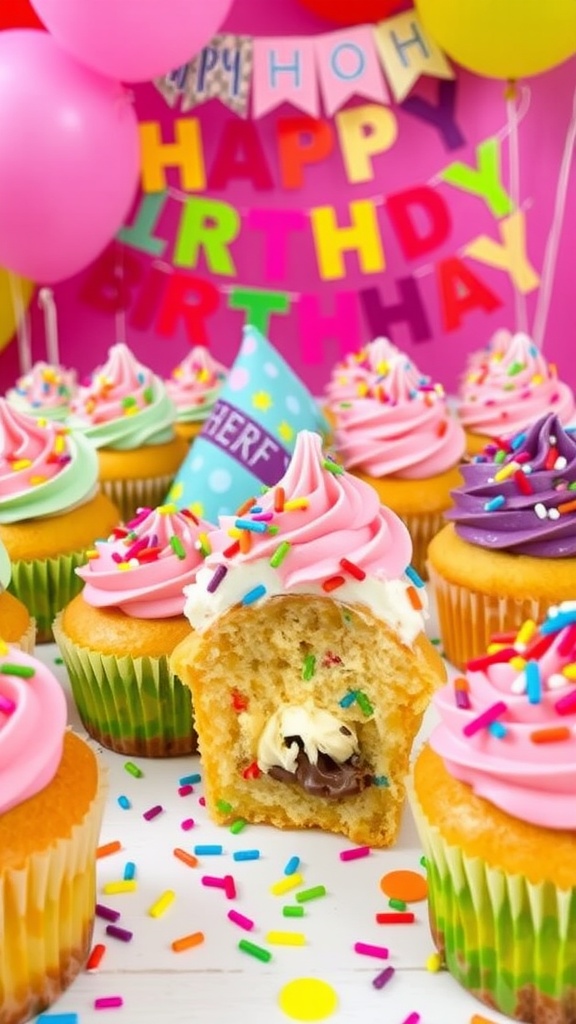 Delicious Birthday Surprise Stuffed Cupcakes