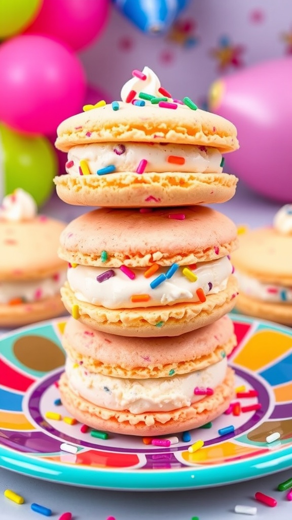 Festive Birthday Cake Ice Cream Sandwich Cookies