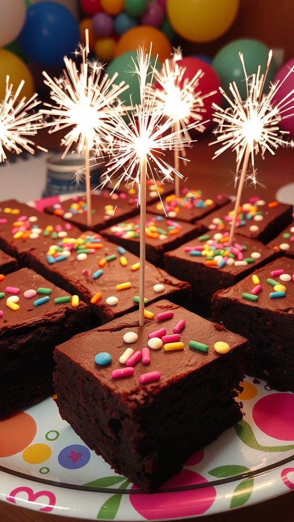 Decadent Sparkler Birthday Cake Brownies